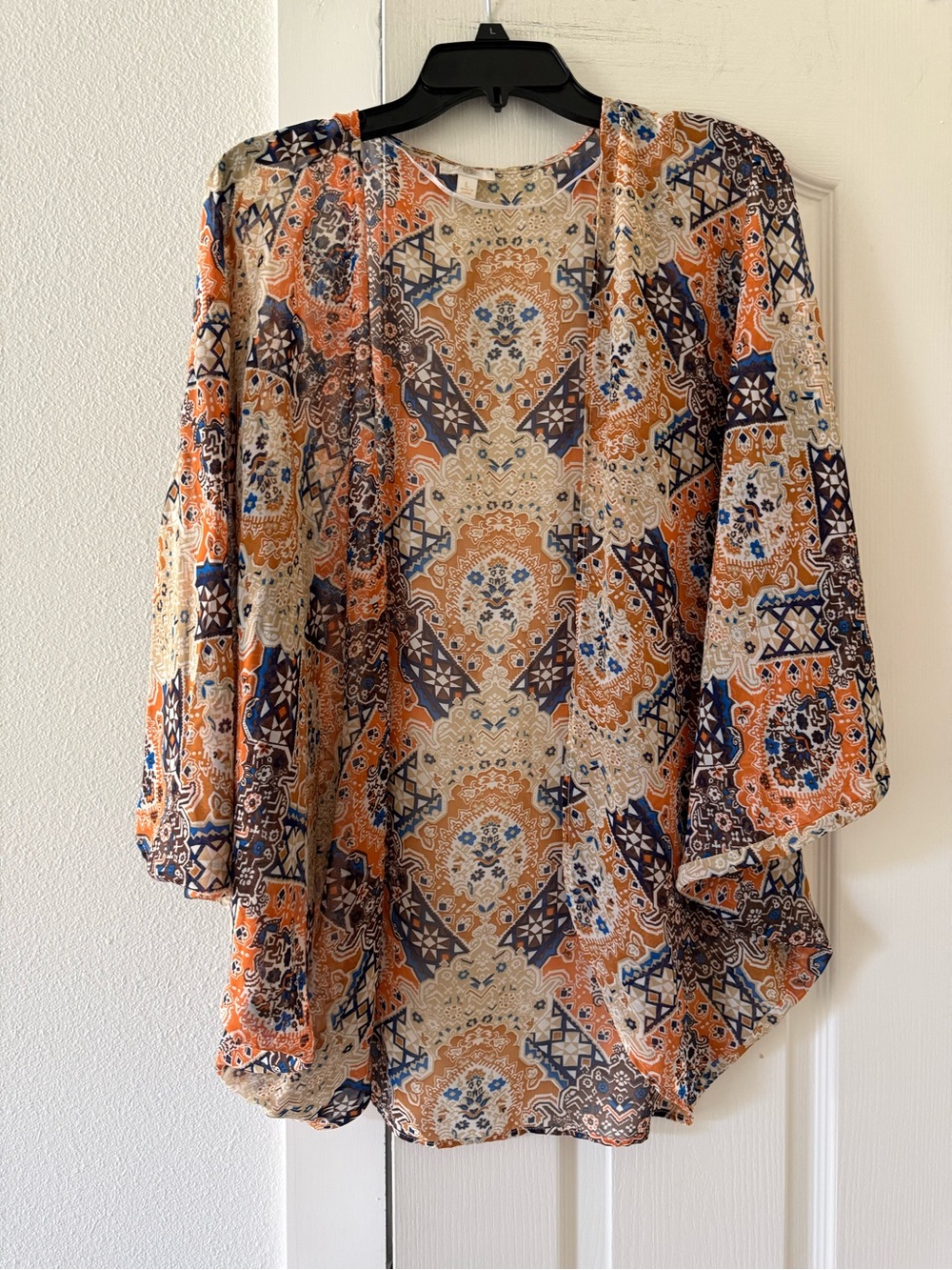 C Label Boho Medallion Print Open Front Kimono Cardigan Size Large